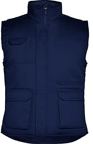 Roly R5067 Almanzor - Chaleco de trabajo con cremallera completa para hombre, azul navy, L