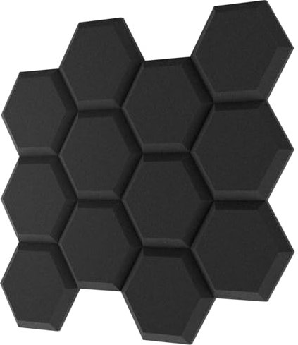 TroyStudio Thick Acoustic Foam Panels, 13.8 X 11.8 X 2 Inches 12 Pcs Hexagon Sound Absorbing Foam, Dense Soundproof Padding Tile, Recording Studio Foam Absorber, Decorative 3D Wall Ceiling Panel
