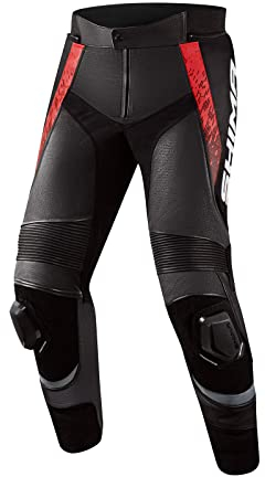 SHIMA STR 2.0 Pantalon de moto - Cuir, pantalon de sport avec protections des hanches et des genoux, glissières pour les genoux, cuir perforé, pour combinaison 2 pièces (46, Rouge)
