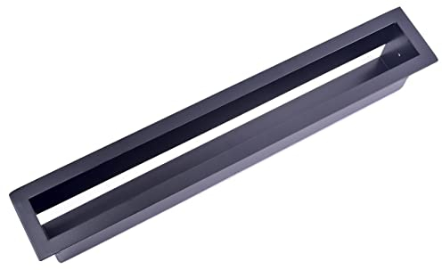 ADGO Rejilla de Ventilación para Chimenea, Rejilla de Aire Caliente, Entrada de Aire Oculta, Rectangular, Alargada, con Revestimiento de Polvo, Color Negro (10 x 80 cm)