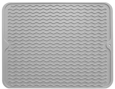 MEMOFYND Alfombrilla de drenaje 1 unidad, alfombrilla antideslizante para fregadero, alfombrilla de silicona para secar platos, alfombrilla antideslizante para cocina, rejilla para fregadero (gris)