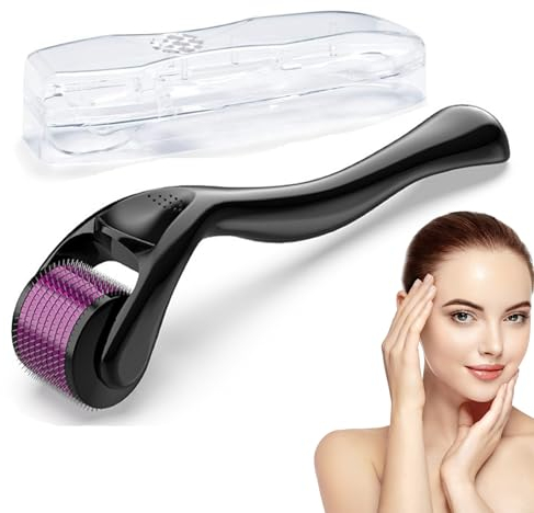 JIEYUCHU Bartroller 0.75mm, Derma Roller, Bartroller Bart, Microneedling Roller mit 660 Nadeln, Bart Roller für Haut und Haarpflege Männer Frauen