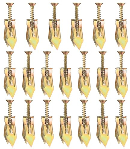 Kit d'ancrages et de vis pour cloisons sèches, ancrages muraux sans perçage - Vis d'expansion pour plaques de plâtre 20 pièces | Ancrages muraux à visser à expansion pour panneaux de gypse pour pannea
