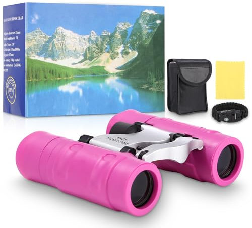 Zhufas Fernglas für Kinder Ab 3 Jahre - 8x21 Starke Vergrößerung, Perfekt für Jedes Outdoor-Abenteuer (Rosa)
