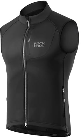 ROCKBROS Winter Cycling Vest for Men Windbreaker Sleeveless Cycling Jacket with Zipper Pockets Cycling Hiking Golf Sports