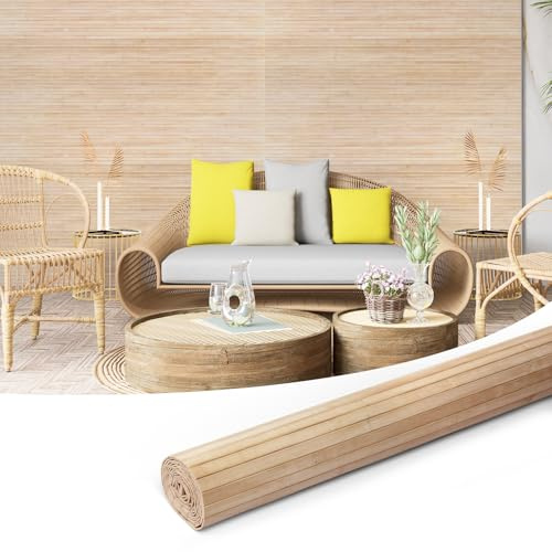 Art3d Panneau mural en bambou naturel de 122 x 244 cm pour décoration murale intérieure, panneau de revêtement mural flexible pour salon, chambre, bureau, îlot de cuisine, carbonisé clair