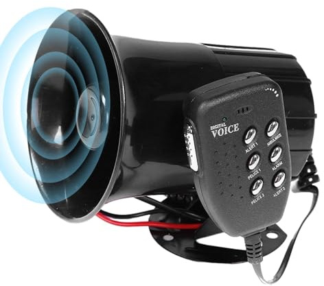 Alarm Horn Speaker - Loud Siren Alarm, 6-Tone Sound System | Electric Security Siren 12V, Car Alarm Horn, Multi-Tone Siren Speaker, High-Decibel Alarm System, Vehicle Horn for Car, Van, Truck
