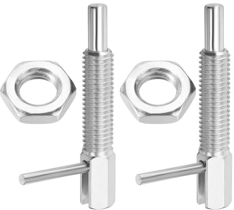PATIKIL Retractable Indexing Plunger Pin, 2 Pcs M10x1.5 Stainless Steel Spring Safety Pin Spring Loaded Latch Telescopic Locking Pin with L-Handle for Industrial Equipment