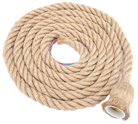 Cuerda de Cáñamo Colgante Vintage 1.5m para Lámpara,Base E27, Diseño Retro para Techo con 1 Casquillo Decoración Natural para Hogar y Cafeterías