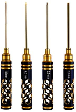 YEHEI 4 PCS Outil de Réparation de Modèle de Voiture RC et de Modèle D'Avion Comme Indiqué Kit D'Outils de Voiture Rc en Métal Lame Plaquée Titane 1,5 2,0 2,5 3,0 mm de Tournevis Hexagonaux