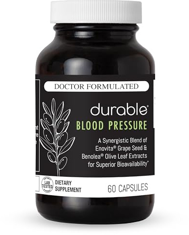Durable Blood Pressure – Benolea Olive Leaf & Enovita Grape Seed Extract – Healthy Circulation, Nitric Oxide & Artery Support – Doctor Formulated, Vegan, Non-GMO, Made in USA (60 Capsules)