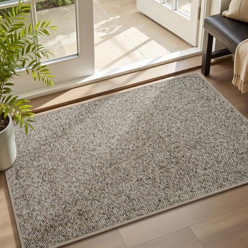 MontVoo Door Mat Indoor Entrance Doormat, Absorbent Durable Rubber Non Slip Front Door Mat for Inside Entry Entryway Dirt Trapper Welcome Mat, Grey Brown 32''x48''