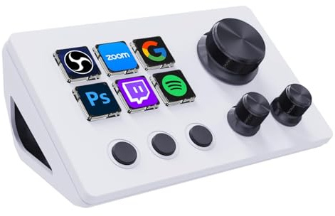Treaslin N3 Macro Keypad with 6 LCD Shortcut Keys,3 Buttons&3 Knobs–Programmable Stream Control Deck for Streaming (YouTube,OBS,Twitch),Content Creation(Adobe)&Gaming(Mac/PC)