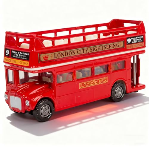JhavexToy Mini Jouet de Bus, Double étage Buses, Rouge en Alliage Jouet Diecast Autobus Véhicules Moule, Lot de Petites Buses, ModèLes de Bus pour Enfants - Rouge Kaipon