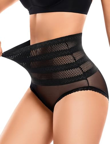 Niwicee Mutande Donna Mutande Pancera Contenitiva Vita Alta Mutande Contenitive Intimo Shapewear Slip Dimagrante Pancia Piatta Invisibile Elastic Senza Cuciture Culotte Sheer Mesh (Nero, XL)