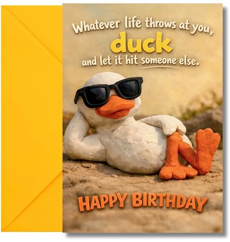 LimaLima Birthday Card For Men & Women Funny Duck Design For Male Females & Teenagers Perfect For Friends & Family