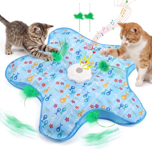 Juguete Interactivo Gato - Juguetes Interactivos para Gatos, Sonidos de Ratón Simulados, con 3 Modos de Ajuste, Recargable, Apto para Hogar, Apartamento, Zona de Entretenimiento, Zona de Ocio