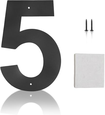5 Numeros para Casa Exterior, Placa Numeros Casa de Metal Negro Grande, Letrero de Dirección Flotante Resistente a la Intemperie para números de dirección exteriores (15 x 10 cm)