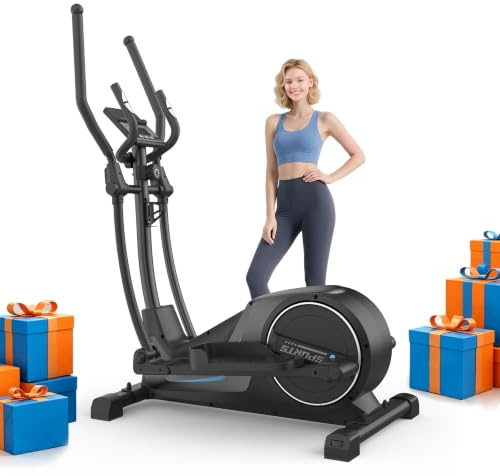 Cowmew Ellittica 16 Livelli di Resistenza,Volano da 8 kg,Portata 150kg | Ellittica da Casa 3 in 1 Ultra Silenziosa, Passo 42cm, Peso Max 150kg, Sensori di Frequenza Cardiaca, Display LCD