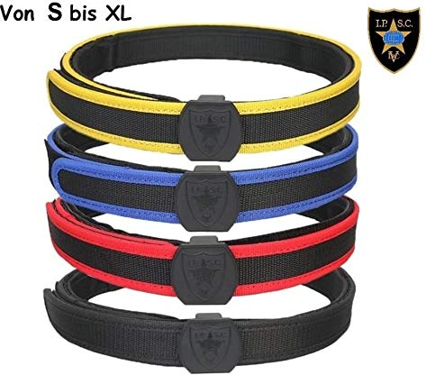 Maximtac IPSC Klett-Gürtel/Koppel in 4 Farben und 4 Größen S-M-L-XL mit Untergürtel und Obergürtel sehr stabil und steif mit Klettverschluss Farbe Blau, Größe L Taillenumfang 100-120 cm