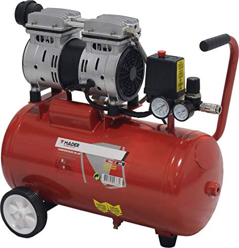 MADER POWER TOOLS - Compresor de Aire (sin aceite) 24L 0.75HP - silencioso - ecologico - economico