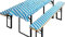 Brandsseller Auflagenset für Bierzeltgarnituren 3-teilig 2 Bankauflagen gepolstert 220x25 cm und 1 Tischdecke 240x70 cm für alle gängigen Festzeltgarnituren Bierbankauflagen Outdoor - Bavaria Blau