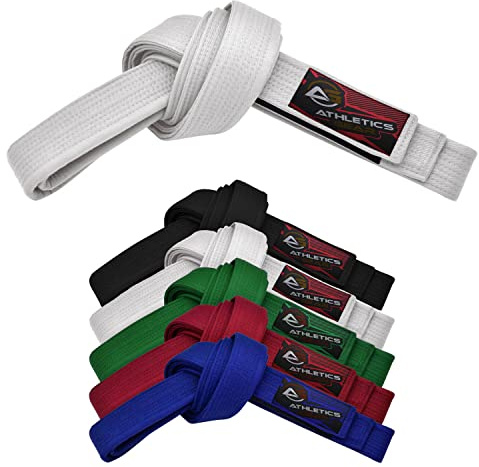Ceinture d'arts martiaux Athletics Gear AG pour karaté, 100% coton avec coutures multiples pour BJJ, judo, taekwondo et karaté (Blanc, 300 cm)