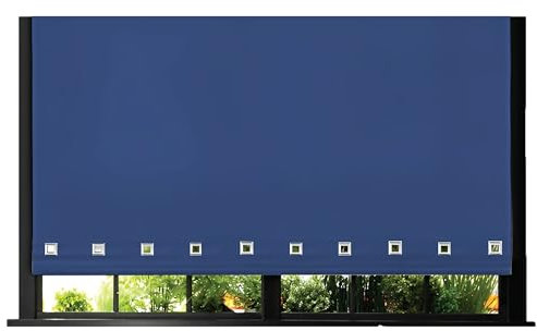 Funky Gadgets Roller Blinds Square Eyelet Light Filtering Roller Blind Daylight Trimmable Blinds Child Safe Easy Fit Metal Tube Home Office Window Blinds- Blue, W120 x L165cm