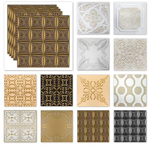 Panneaux de plafond en polystyrène XPS - Dalles décoratives colorées, légères et rigides - (10QM pack économique NR.57 TB 50x50cm) Panneau de plafond en polystyrène pour revêtement mural