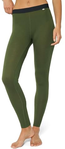 DANISH ENDURANCE Merino Thermo Leggings Damen, Premium Funktionsunterwäsche, Skiunterwäsche, Merino Unterwäsche, Atmungsaktiv, Grün, M