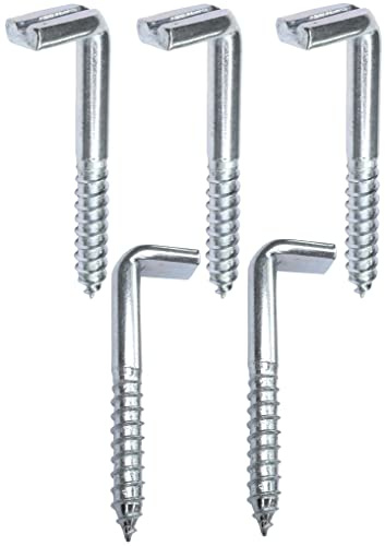 AERZETIX - C47887 - Uppsättning av 5 - L-formad krok Ø5.2x50mm - gängade träskruvar - skruv häl gångjärn - fyrkantig python skruv gångjärn