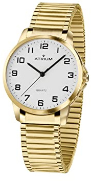 Atrium Damen-Armbanduhr Analog Quarz mit Edelstahl Zugband Flexband Goldfarben A37-60