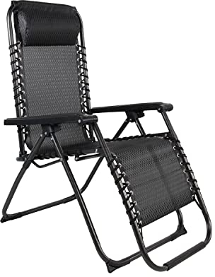 Mojawo Luxus Comfort Gartenstuhl - Relaxsessel - Relaxstuhl - Liegestuhl - klappbar - verstellbar - mit Kopfpolster Schwarz/Grau