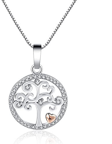 Collar árbol de la vida, collar árbol de la vida con cristales de Austria, collar de mujer joyas de plata 925, collares regalos para ella, familia, mamá, amiga Navidad, cumpleaños o aniversario
