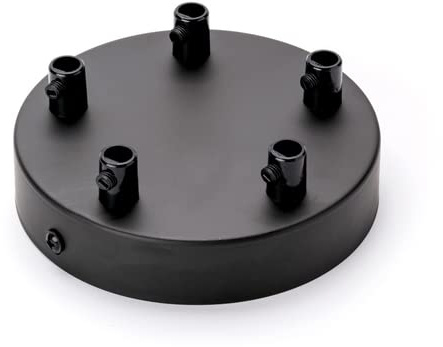 ORION LIGHTSTYLE Baldaquin avec 5 sorties de câbles de couverture (Ø 120 mm), abat-jour de plafond pour suspension, métal, noir