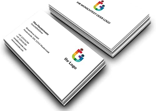 Premium Visitenkarten personalisiert (85x55mm), Premium Papier, hochwertiger Druck, hohe Qualität, selbst gestalten für Business Unternehmen, Startup & privat (Simple White)