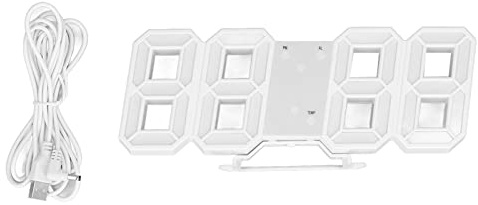 Zerodis Digitale Wanduhr, 3D-LED-Digital-Schreibtischwecker mit Zeit- und Temperaturanzeige, LED-Licht-Nachtlicht-Dekoruhren für Küche, Schlafzimmer, Büro (Weißer Rahmen, weißer Charakter)