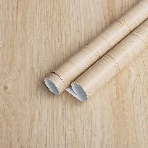 Heroad Wood Contact Paper Peel and Stick Wood Grain Wallpaper Oak Light Wood Contact Paper Countertops Cabinet Vinyl Wrap Thicken Textured Decoration Waterproof Self-Adhesive 17.5x78.7