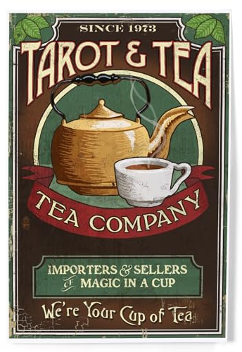 Lantern Press 8x12 Inch Art Print Wall Decor, Tarot and Tea, Vintage Sign