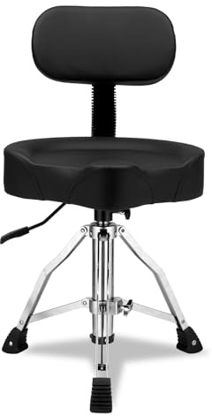 Pinikuyiro Drum Stool Throne with Backrest Hydraulic Adjustable Guitar Chair Saddle Seat Drum Stool for Adult Drummers for Piano Guitar, Black