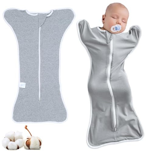 HBSFBH Pucksack Baby 0-3 Monate, Baby Wickeldecke, Atmungsaktives Pucktuch, Wickeltuch für Säuglinge, Babe mühelos pucken, Neugeborene Wickelt-uch, Babeschlafsack Wickelt-uch, Swaddle Sack, Grau