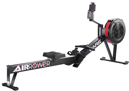 Care Fitness - Rameur d'Appartement connecté - AIR Rower - Tirage Central à Chaîne - Système de Freinage à Air - 10 Niveaux de Résistance Ajustables - Fonctionnalités Avancées