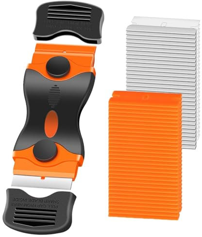 Window Scraper Tool - Double Edged Non Scratch Scraper Cleaning Tool with 20Pcs Replacement for Hob Oven, Cooktop, Windows, Sticker, Wallpaper, Glass or Paint Removal