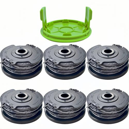 esmusssein Bobine de fil 29187 8,3 m 1,65 mm compatible avec débroussailleuse sans fil Greenworks 40V G40LTK2/ G40LTK2x/2101507/2101507UA/2101507UC (6 bobines + 1 couvercle de bobine)
