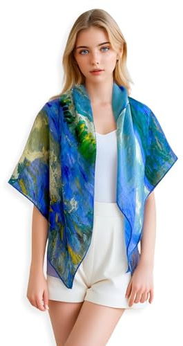 PoeticEHome Scialli in Cashmere per Donna 90x90 cm - Sciarpe Quadrate Leggere come una Piuma con Stampa Artistica, Confezione Regalo