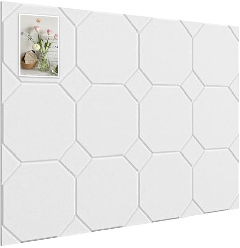 Woovio Large Cork Boards for Walls 120X90cm, Felt Bulletin Boards with Self Adhesive, 12 Pack Felt Wall Tiles Alternative Pin Board Cork Boards for Office Classroom Wall Decor White