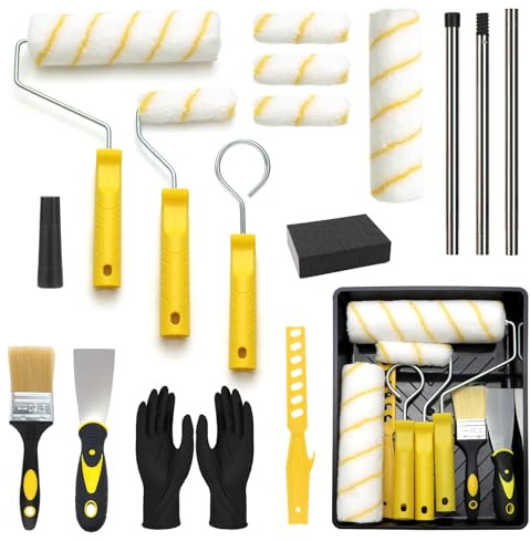 Topsky 19-teiliges Malerroller Set mit 1m Teleskopstange