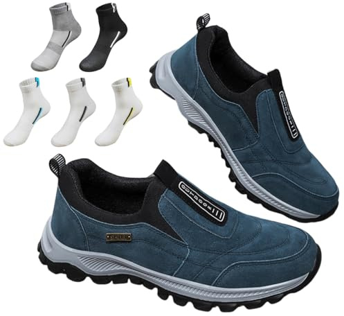 Orthopaedic Shoes Men's Slip On Walking Shoes with Arch Support, Lightweight Outdoor Shoes, Hiking Work Trainers Shoes (Dark Blue,12)