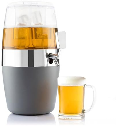 Dispenser Bevande Con Rubinetto, REFRIGERANTE, 4 L con 2 Contenitori Ghiaccio Estraibili, Rubinetto Antigoccia, Doppio Coperchio, Serbatoio Trasparente, Scomparto Portaoggetti, Portatile per Feste
