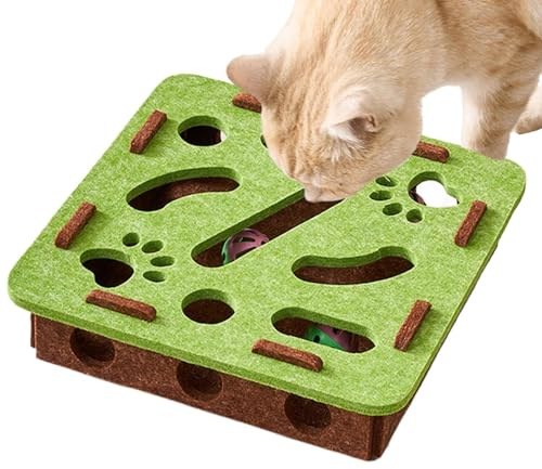 Genikeer Juguetes para Gatos,Juguetes De Enriquecimiento Felino - Juego De Rascador con Campana Y Laberinto para Ejercicio De Gatitos Y Cachorros En Sala O Transportín